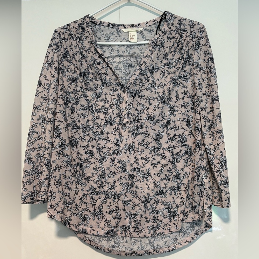 H&M Black and Cream Wrap Blouse
